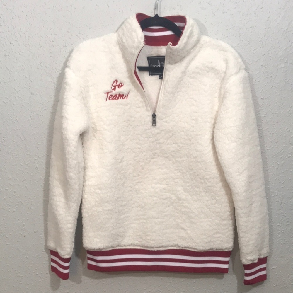 Boxercraft Unisex 1/4 Zip Varsity Sherpa Embroidered‎ “Go Team” Pullover size XS